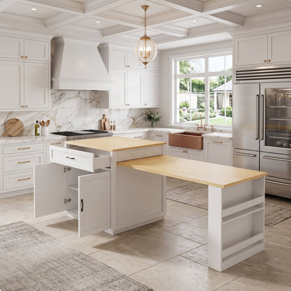 74-Inch Extendable Kitchen Island with Dining Table & Power Outlet