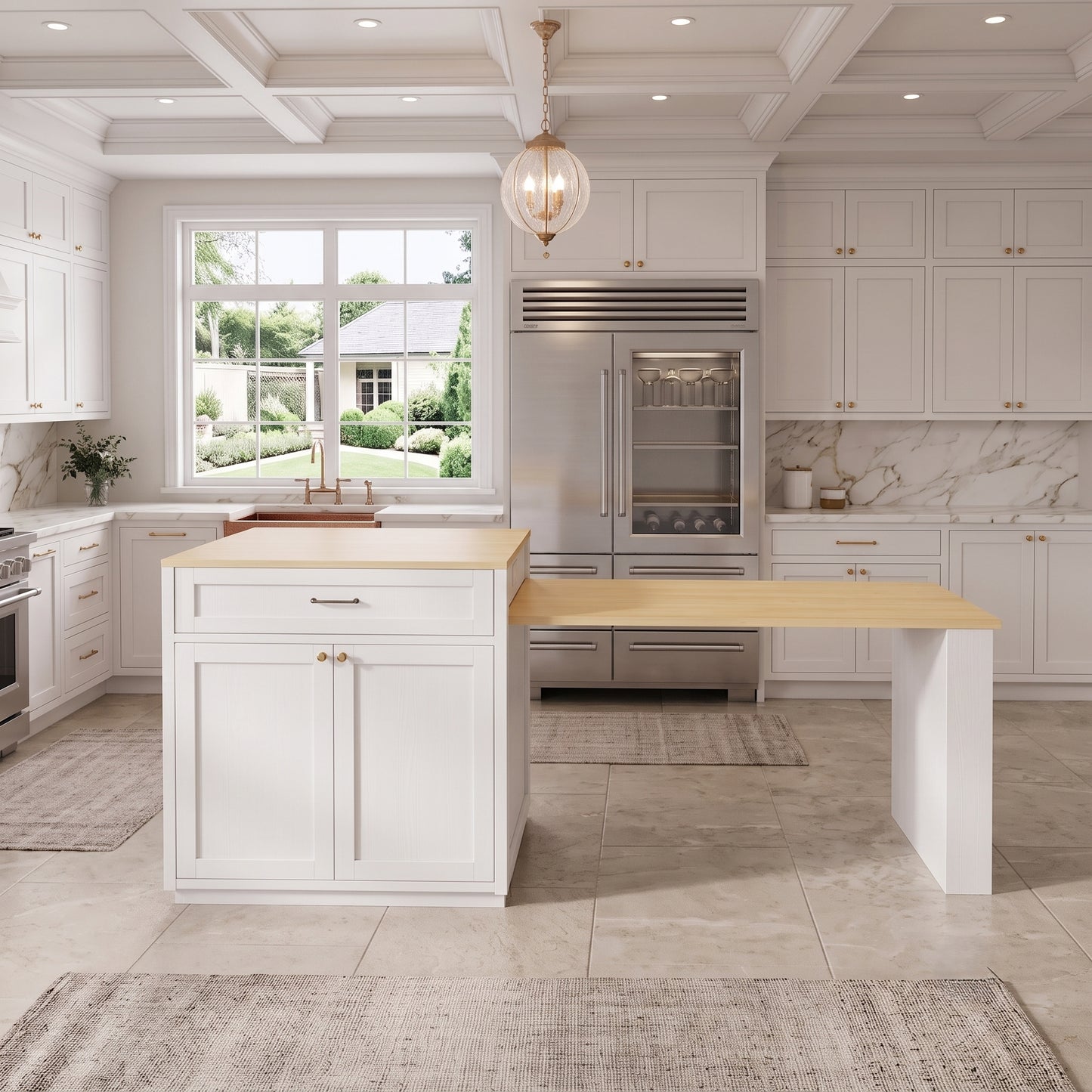 74-Inch Extendable Kitchen Island with Dining Table & Power Outlet