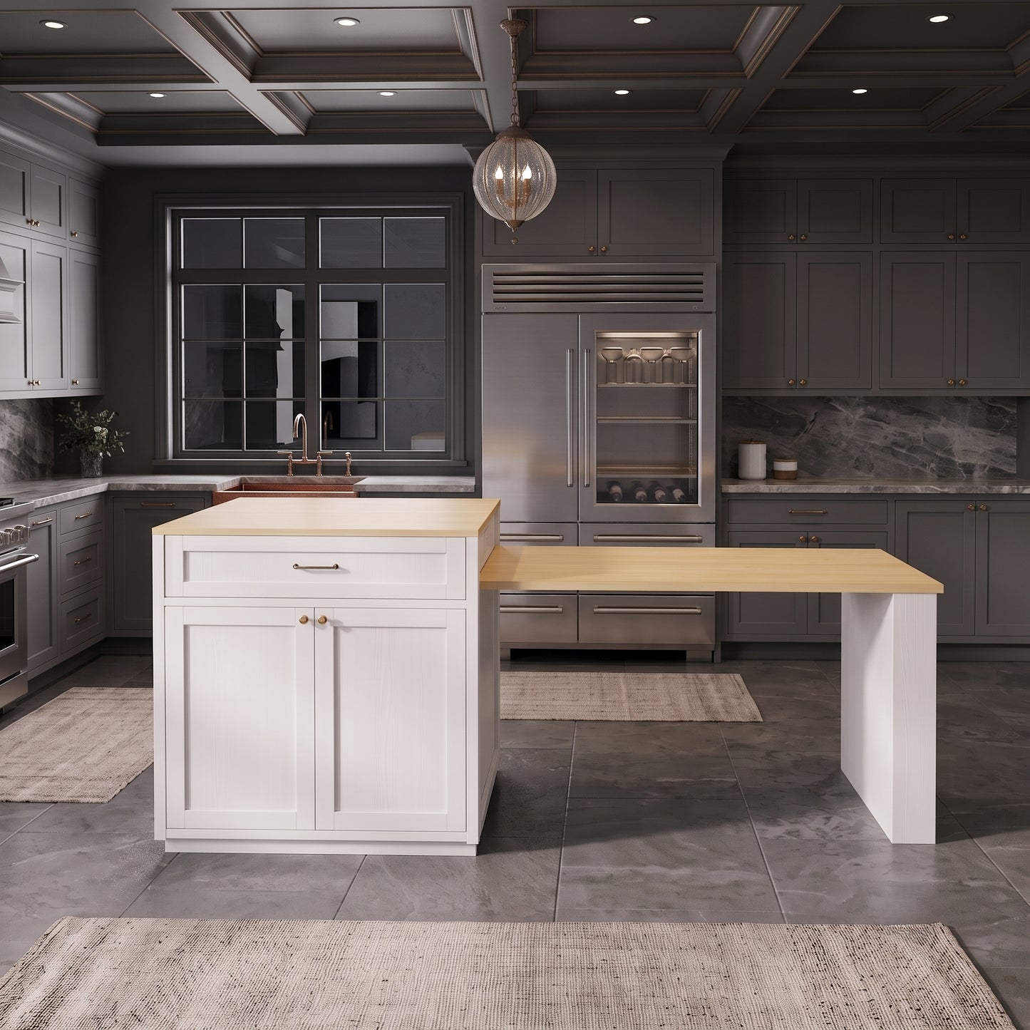 74-Inch Extendable Kitchen Island with Dining Table & Power Outlet