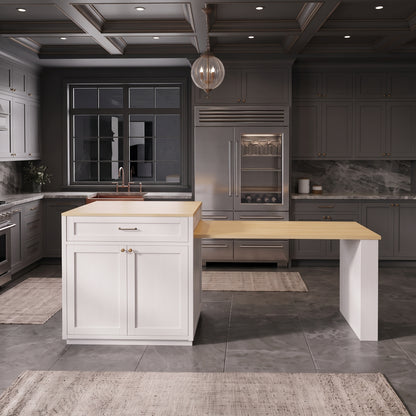 74-Inch Extendable Kitchen Island with Dining Table & Power Outlet