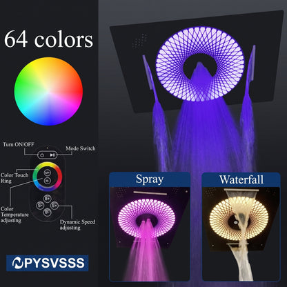 Luxury LED Rainfall Shower System with Body Jets