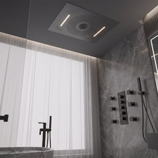 Luxury LED Rainfall Shower System with Body Jets