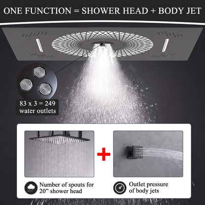 Luxury LED Rainfall Shower System with Body Jets