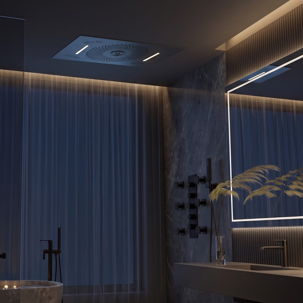 Luxury LED Rainfall Shower System with Body Jets