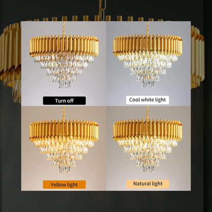 Luxury Brass Tiered Clear Glass Droplet Ceiling Fixture for Elegant Interiors