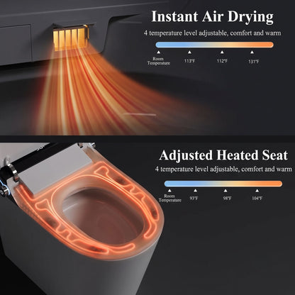 Luxury  Smart Toilet with Integrated Bidet – Heated Seat, Instant Warm Air Dryer & Auto-Clean Dual Siphon Flush