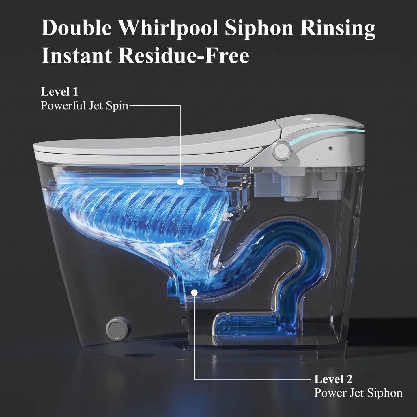 Luxury  Smart Toilet with Integrated Bidet – Heated Seat, Instant Warm Air Dryer & Auto-Clean Dual Siphon Flush