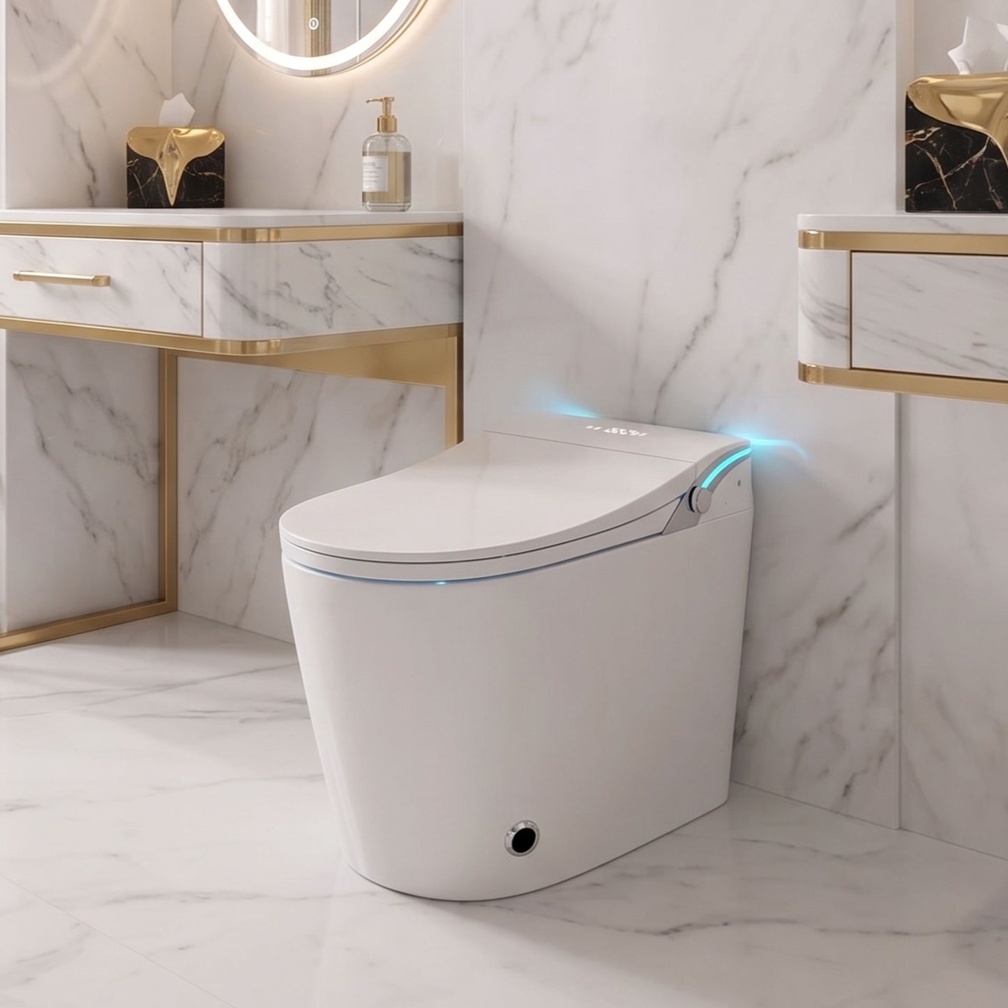 Luxury  Smart Toilet with Integrated Bidet – Heated Seat, Instant Warm Air Dryer & Auto-Clean Dual Siphon Flush
