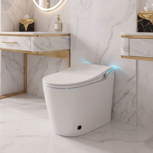 Luxury  Smart Toilet with Integrated Bidet – Heated Seat, Instant Warm Air Dryer & Auto-Clean Dual Siphon Flush