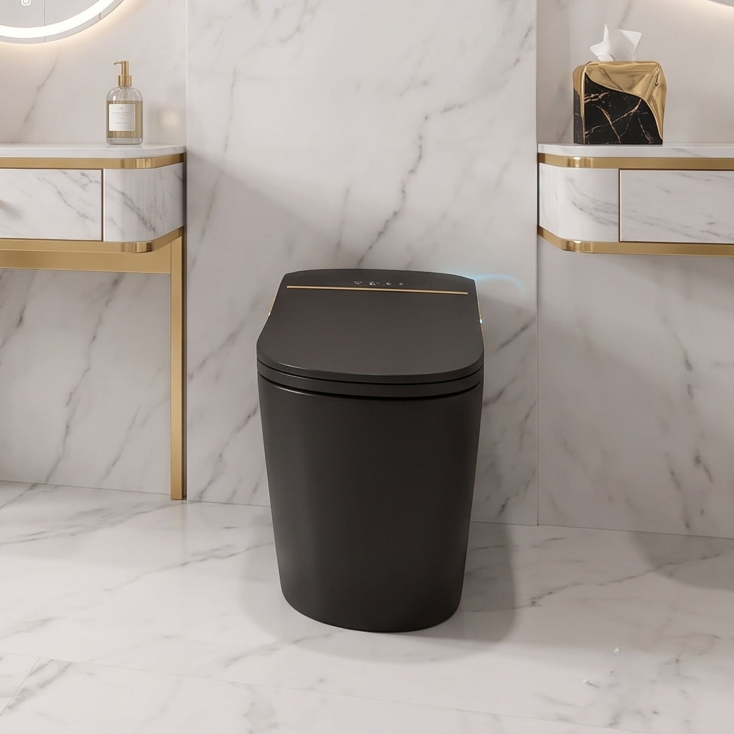 Luxury  Smart Toilet with Integrated Bidet – Heated Seat, Instant Warm Air Dryer & Auto-Clean Dual Siphon Flush