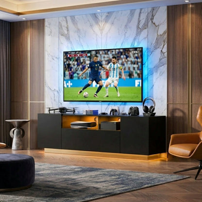 Minimalist Matte Black Entertainment Center For TVs up to 65 Inch