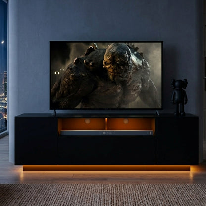Minimalist Matte Black Entertainment Center For TVs up to 65 Inch