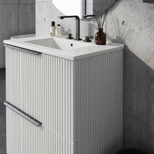 Minimalist Bathroom Vanity Cabinet With Ceramic Sink & Soft-Close Drawers