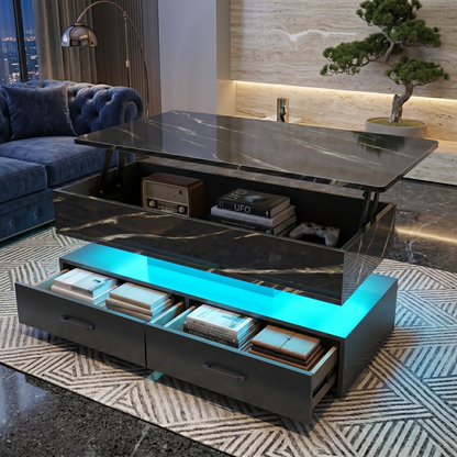 Modern 40" Marble Lift Top Coffee Table