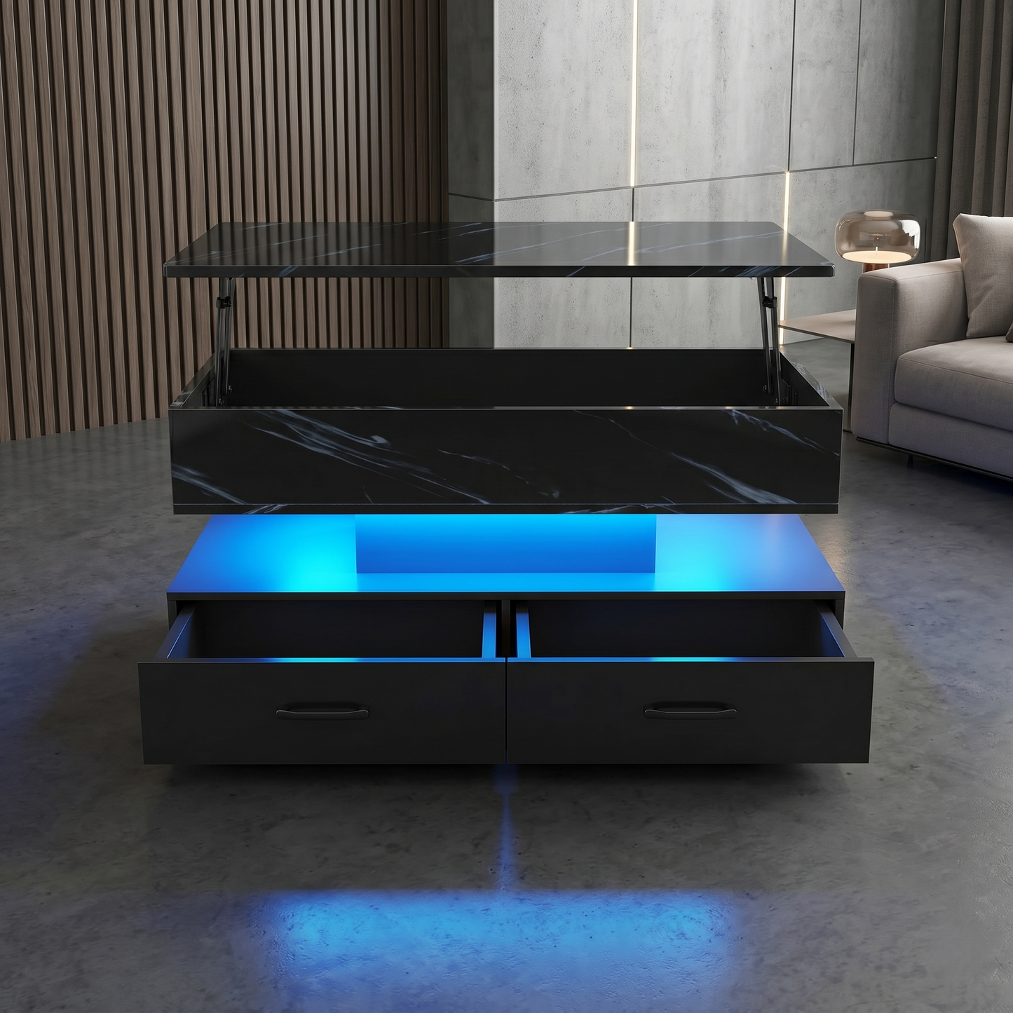 Modern 40" Marble Lift Top Coffee Table