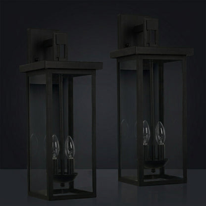 Modern Matte Black 22-Inch Waterproof Exterior Lantern Light Fixtures Set