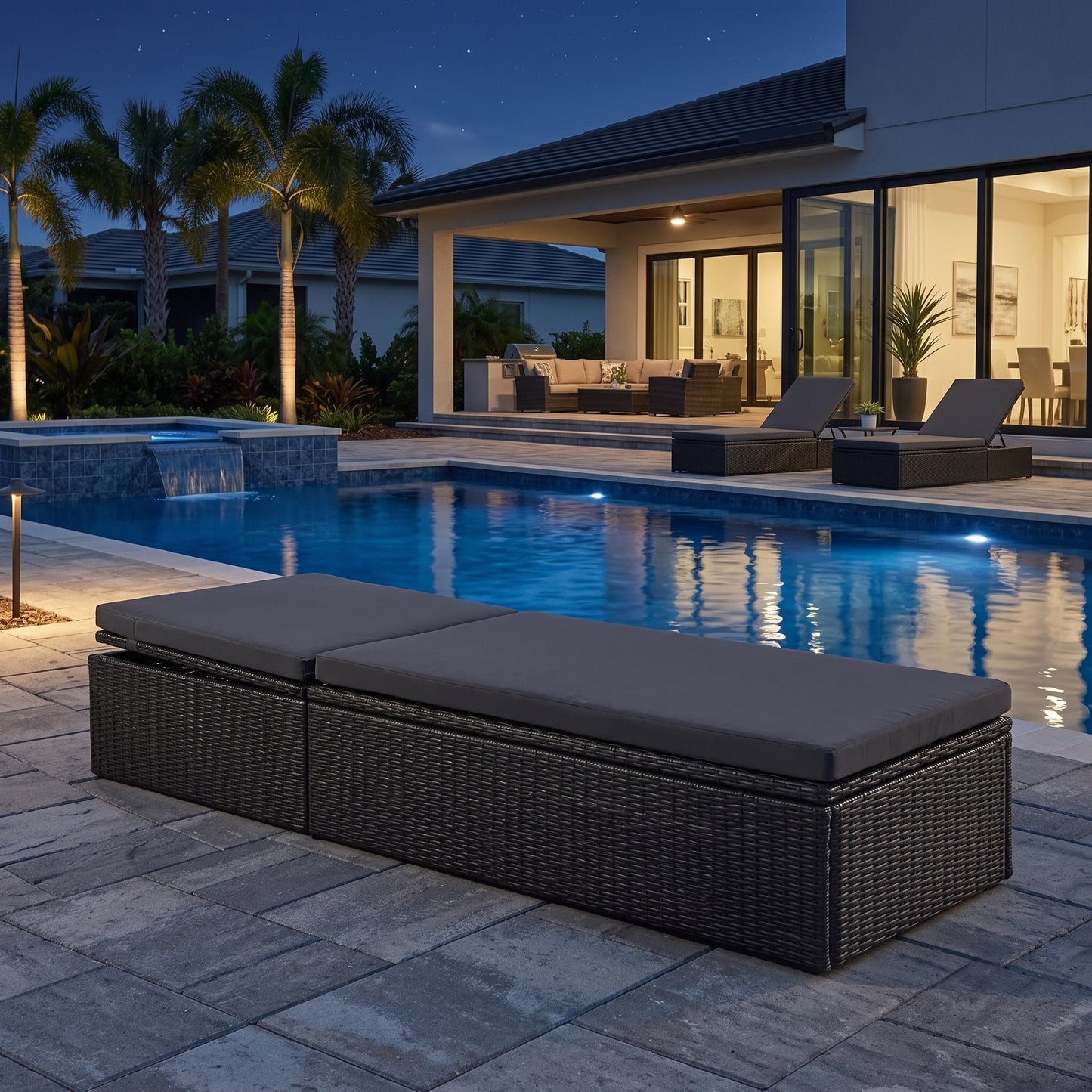 Modern Outdoor Reclining Sun lounger with Cushion