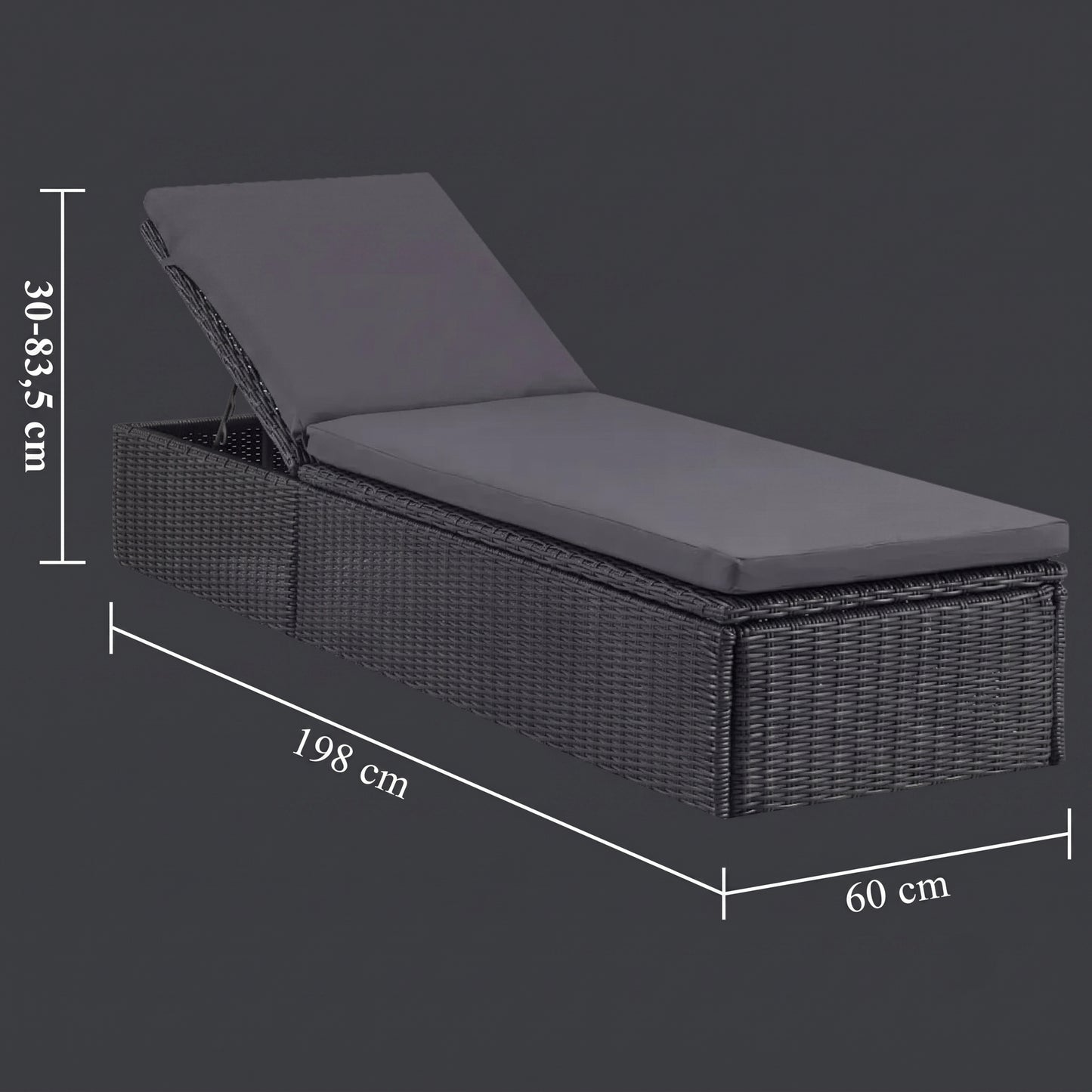 Modern Outdoor Reclining Sun lounger with Cushion