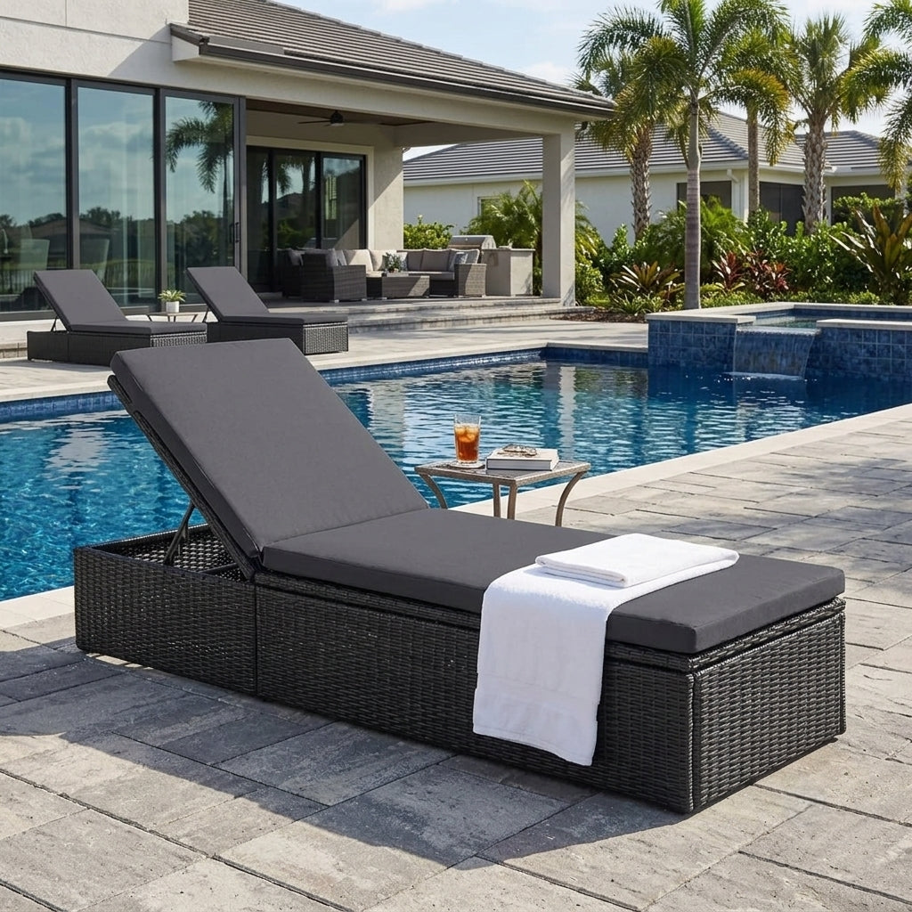 Modern Outdoor Reclining Sun lounger with Cushion