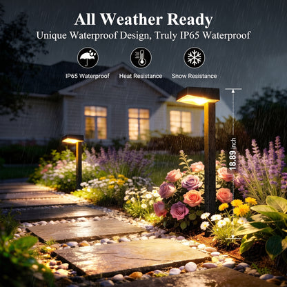 Modern Waterproof Solar Pathway Lights | Warm White LED Garden & Walkway Landscape Lighting