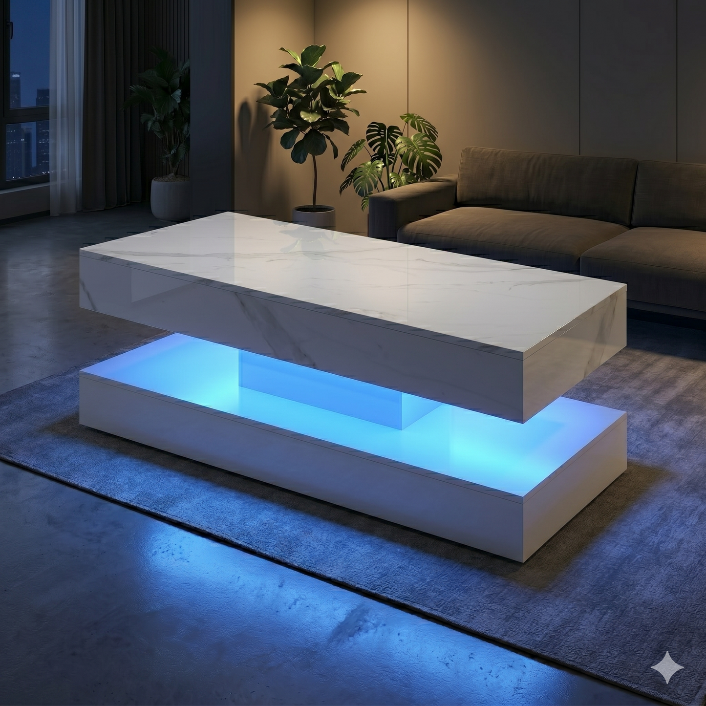 Modern 4-in-1 Lift-Top Coffee Table With Smart LED Storage Center And Integrated Charging Station