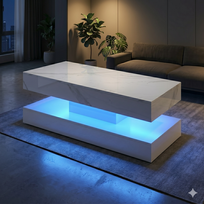 Modern 4-in-1 Lift-Top Coffee Table With Smart LED Storage Center And Integrated Charging Station