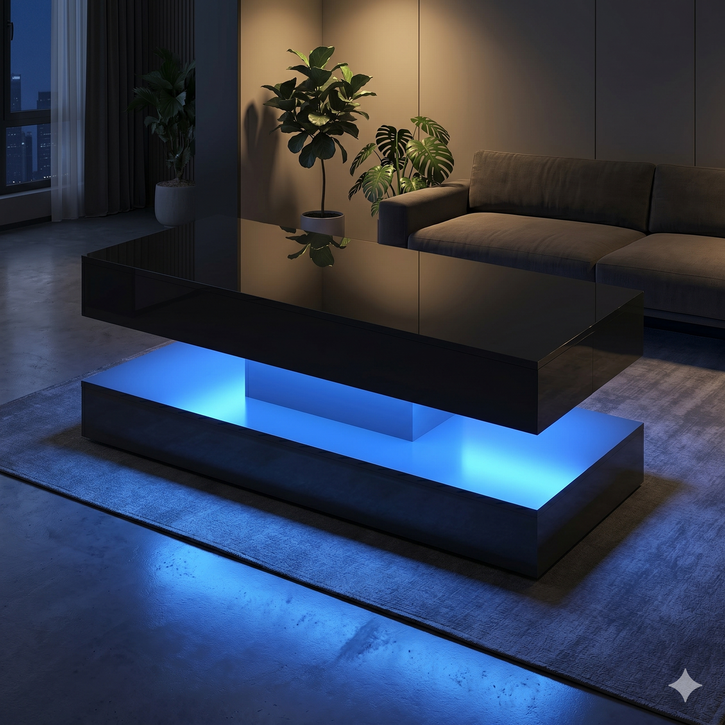 Modern 4-in-1 Lift-Top Coffee Table With Smart LED Storage Center And Integrated Charging Station