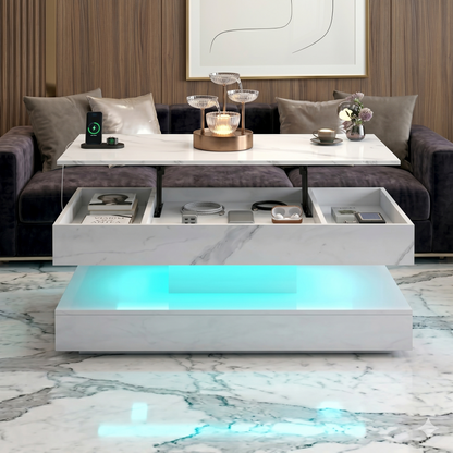 Modern 4-in-1 Lift-Top Coffee Table With Smart LED Storage Center And Integrated Charging Station
