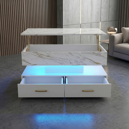Modern 40" Marble Lift Top Coffee Table