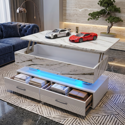 Modern 40" Marble Lift Top Coffee Table