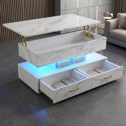 Modern 40" Marble Lift Top Coffee Table