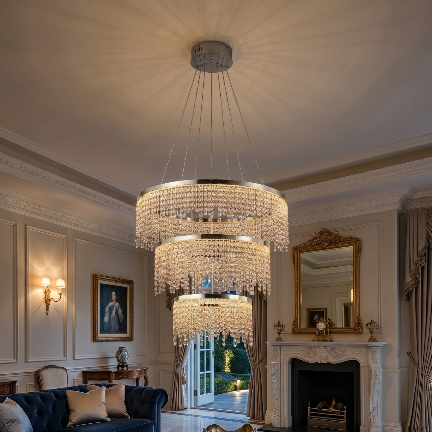 Modern Crystal Halo Chandelier - Dimmable Floating Pendant LED Luxury Ceiling Light