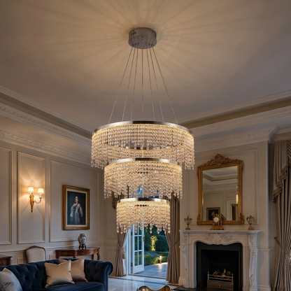 Modern Crystal Halo Chandelier - Dimmable Floating Pendant LED Luxury Ceiling Light