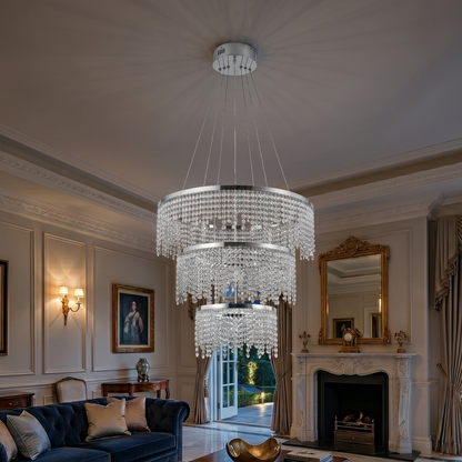Modern Crystal Halo Chandelier - Dimmable Floating Pendant LED Luxury Ceiling Light
