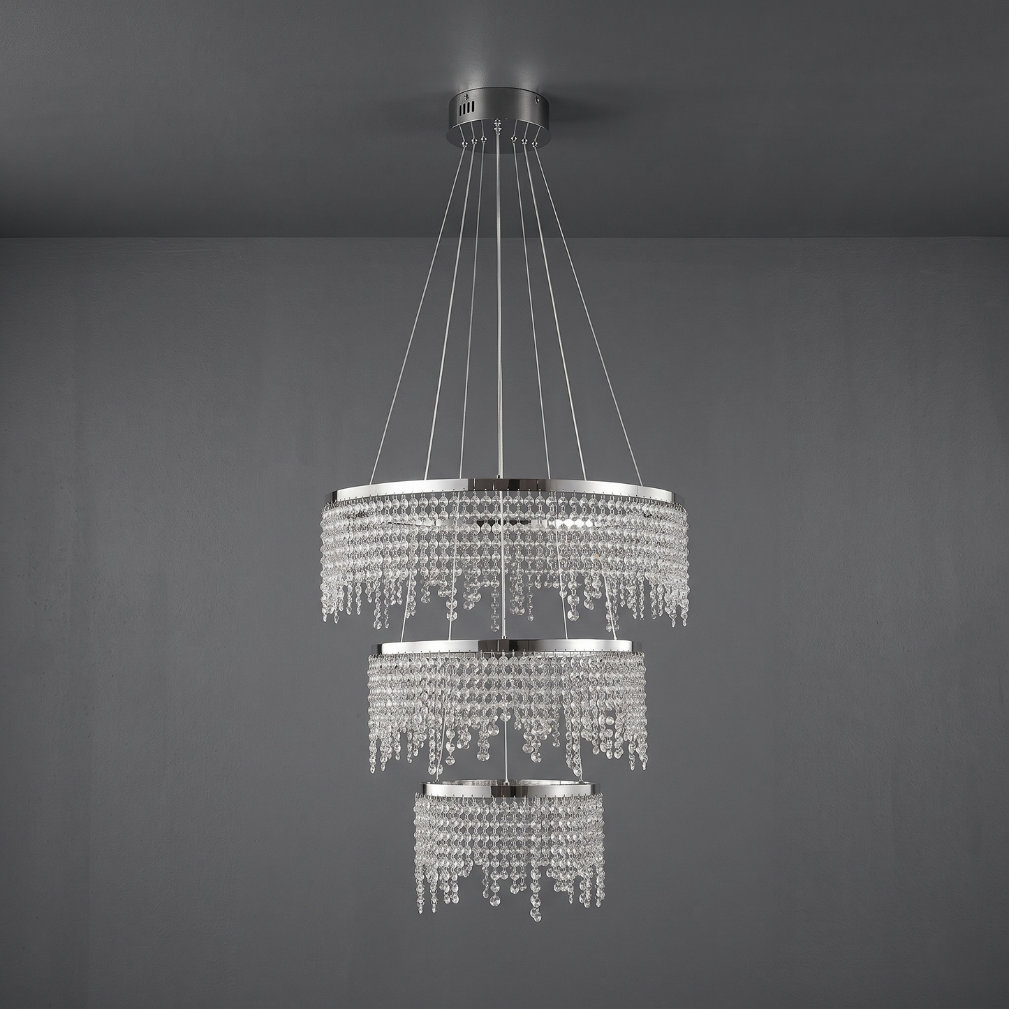 Modern Crystal Halo Chandelier - Dimmable Floating Pendant LED Luxury Ceiling Light