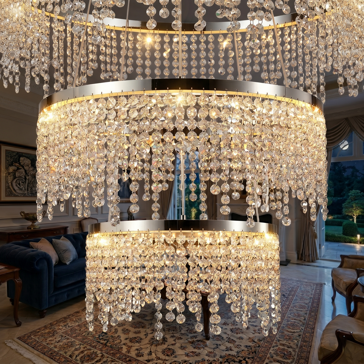 Modern Crystal Halo Chandelier - Dimmable Floating Pendant LED Luxury Ceiling Light