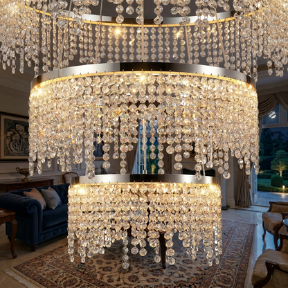 Modern Crystal Halo Chandelier - Dimmable Floating Pendant LED Luxury Ceiling Light