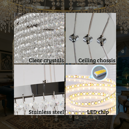 Modern Crystal Halo Chandelier - Dimmable Floating Pendant LED Luxury Ceiling Light
