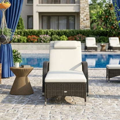 Multi-Position Outdoor Sun Chaise Recliner with Rolling Base & Plush Neck Pillow