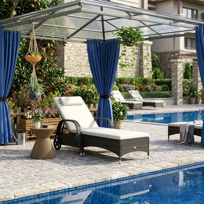 Multi-Position Outdoor Sun Chaise Recliner with Rolling Base & Plush Neck Pillow