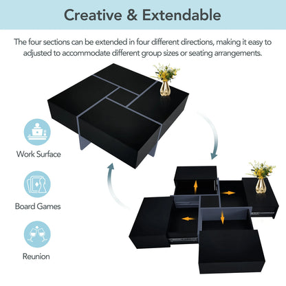Versatile Quad-Action Convertible Centerpiece with Integrated Storage & Dynamic Ambient Lighting
