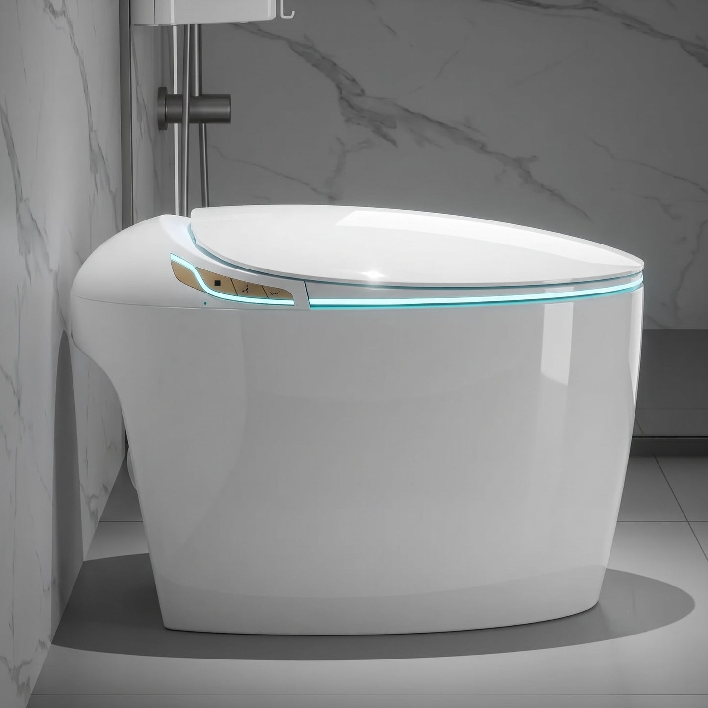 Smart Oval Shaped Bidet Toilet | Auto Open/Flush, 3-Level Heated Seat, Self-Cleaning Nozzle