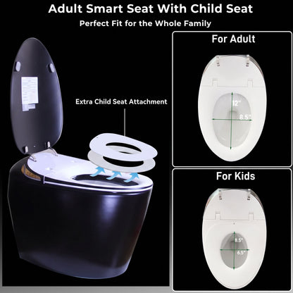Smart Oval Shaped Bidet Toilet | Auto Open/Flush, 3-Level Heated Seat, Self-Cleaning Nozzle