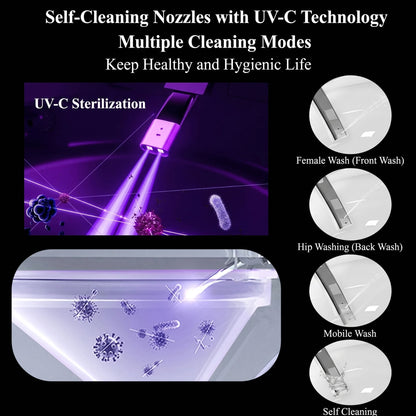 Smart Oval Shaped Bidet Toilet | Auto Open/Flush, 3-Level Heated Seat, Self-Cleaning Nozzle