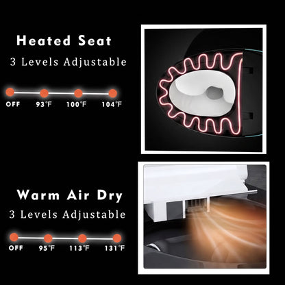 Smart Oval Shaped Bidet Toilet | Auto Open/Flush, 3-Level Heated Seat, Self-Cleaning Nozzle
