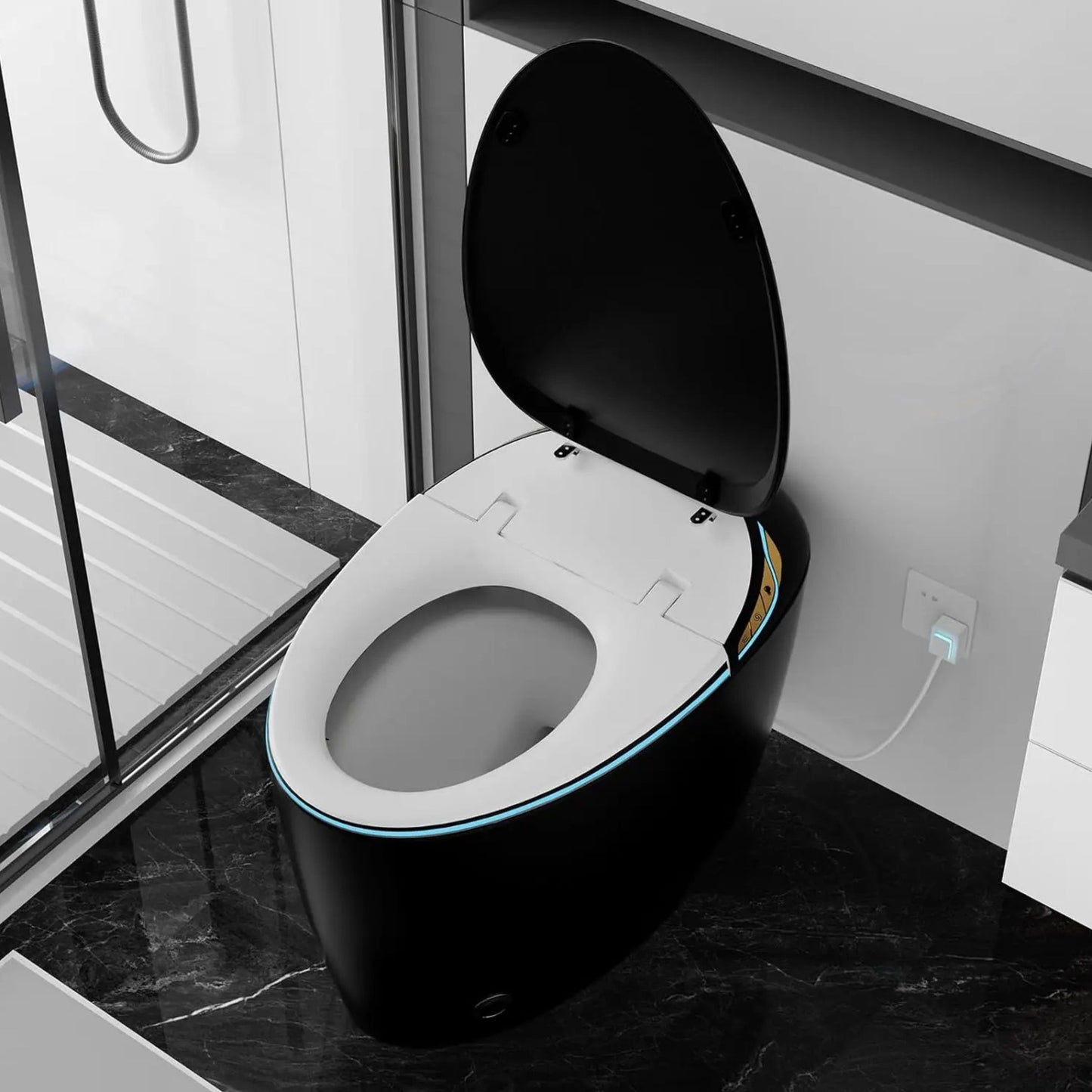 Smart Oval Shaped Bidet Toilet | Auto Open/Flush, 3-Level Heated Seat, Self-Cleaning Nozzle