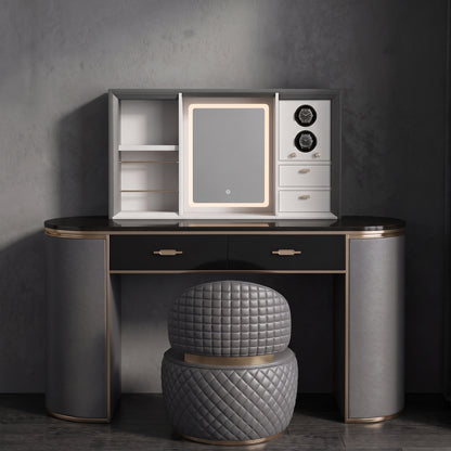 Smart Electric Lift-Mirror Vanity Table With Watch Winder