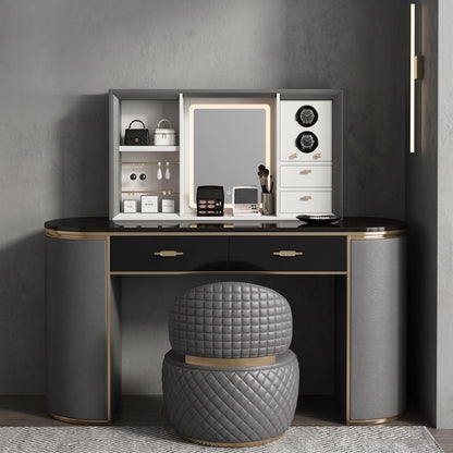 Smart Electric Lift-Mirror Vanity Table With Watch Winder
