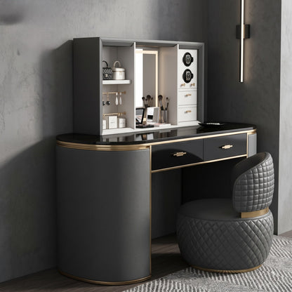 Smart Electric Lift-Mirror Vanity Table With Watch Winder