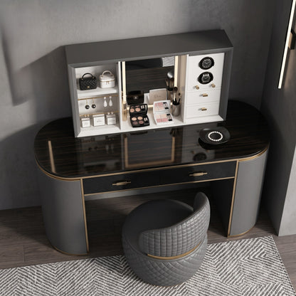 Smart Electric Lift-Mirror Vanity Table With Watch Winder
